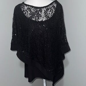 R&M Richards Black Lace and sequin Top